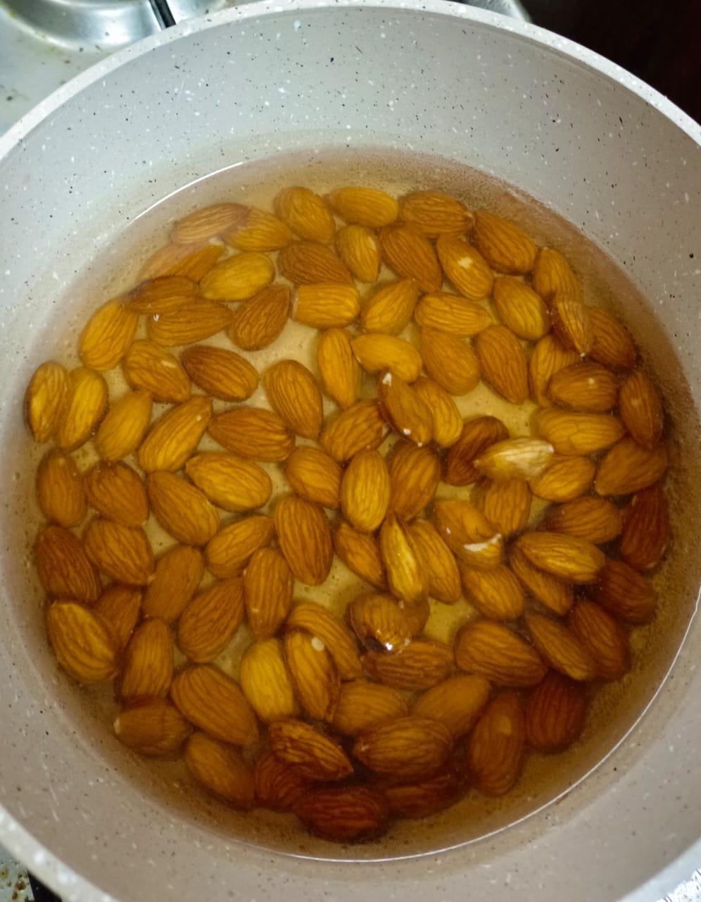 Soaking the Almonds in Hot Water