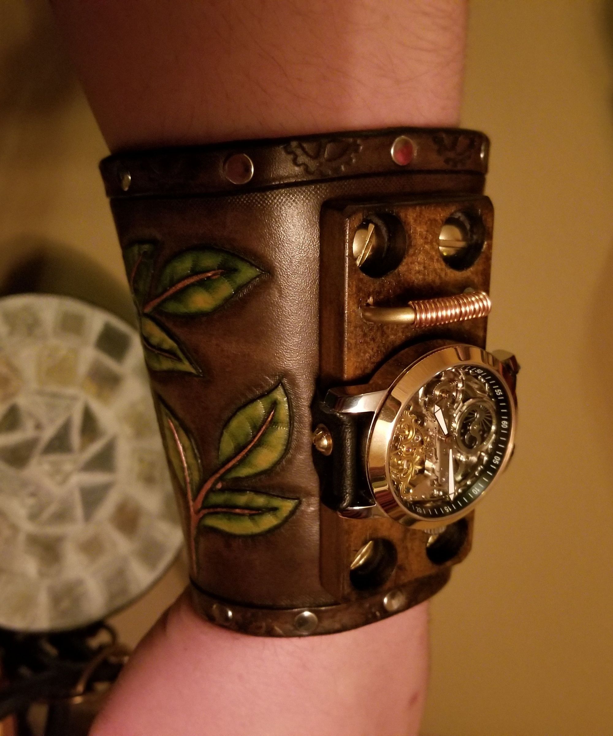 Hand Tooled Cowboy Cuff Steampunk Watch