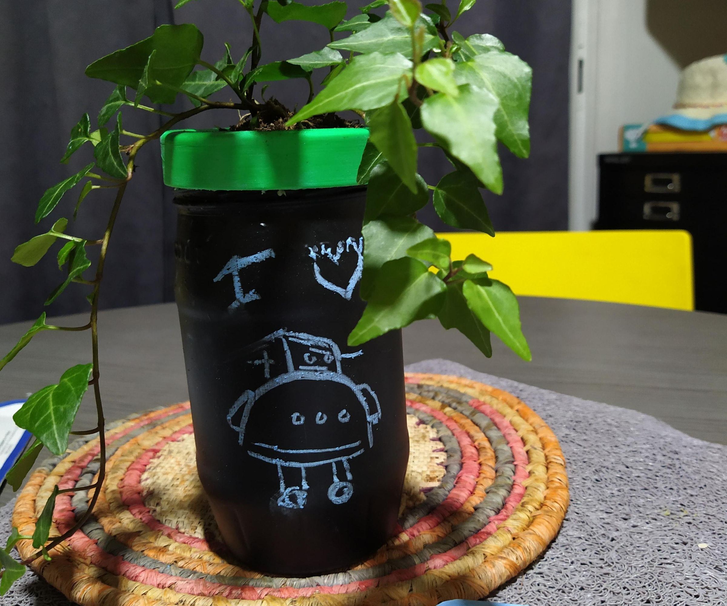 Transformation of a Gherkin Jar Into a Slate Flowerpot