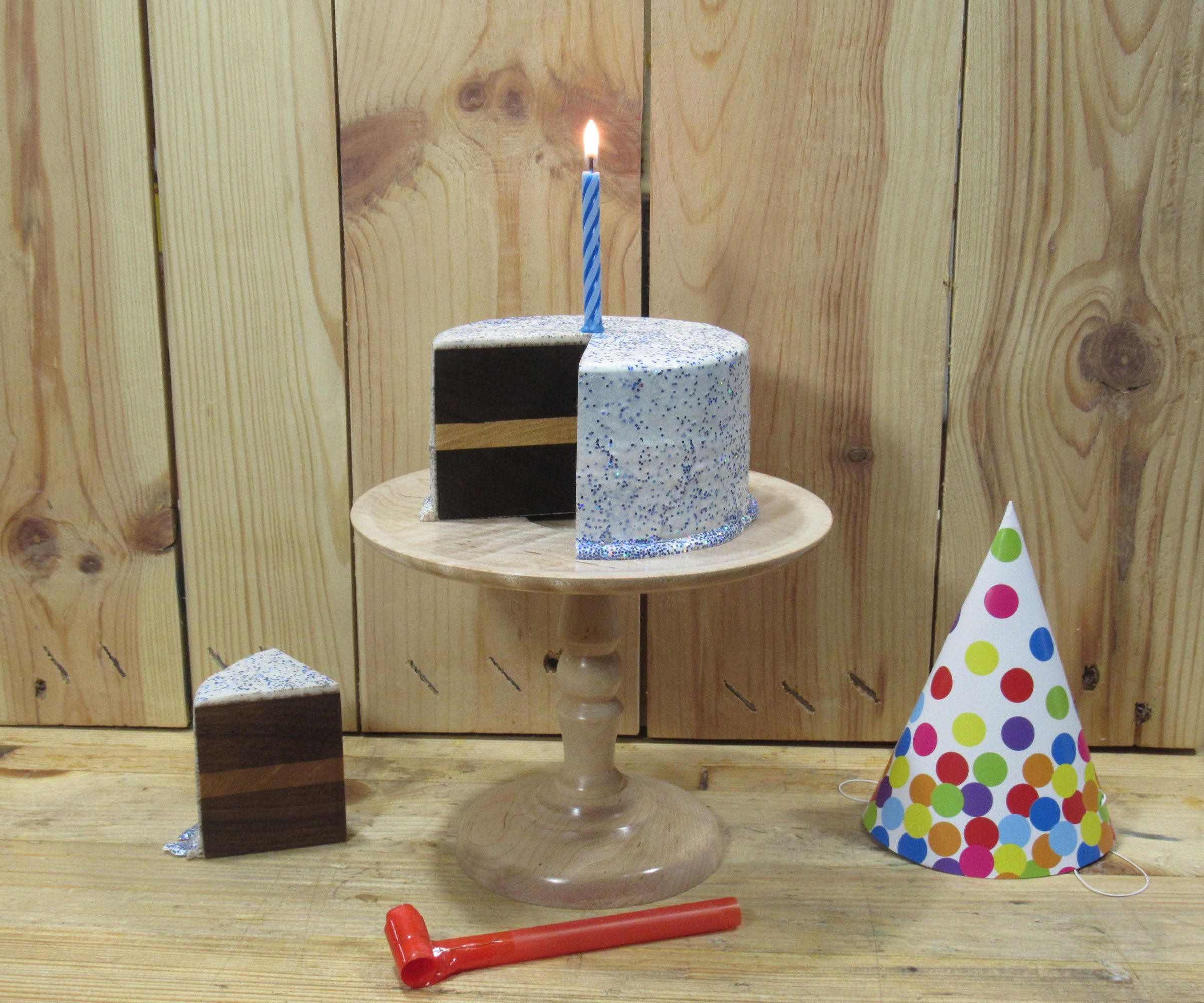 Wood and Resin Birthday Cake