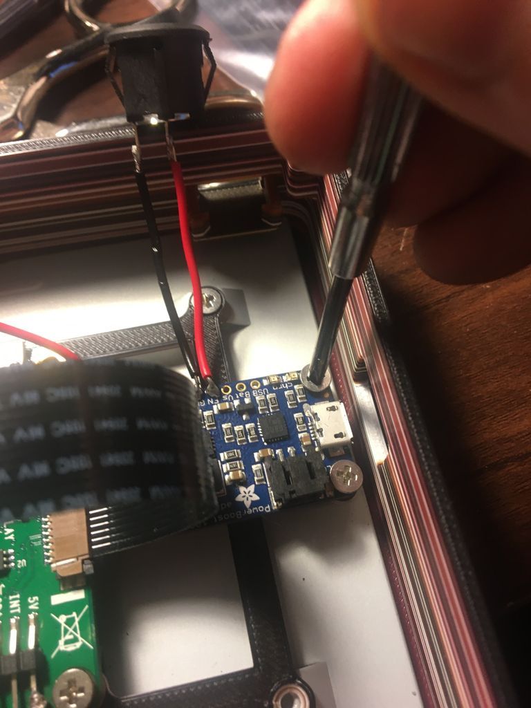 Solder SPDT Switch to PowerBoost1000 and Mount the PowerBoost1000 to the Frame