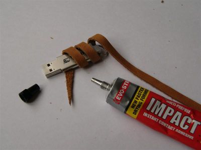 Glue the Leather and USB Drive Edges.