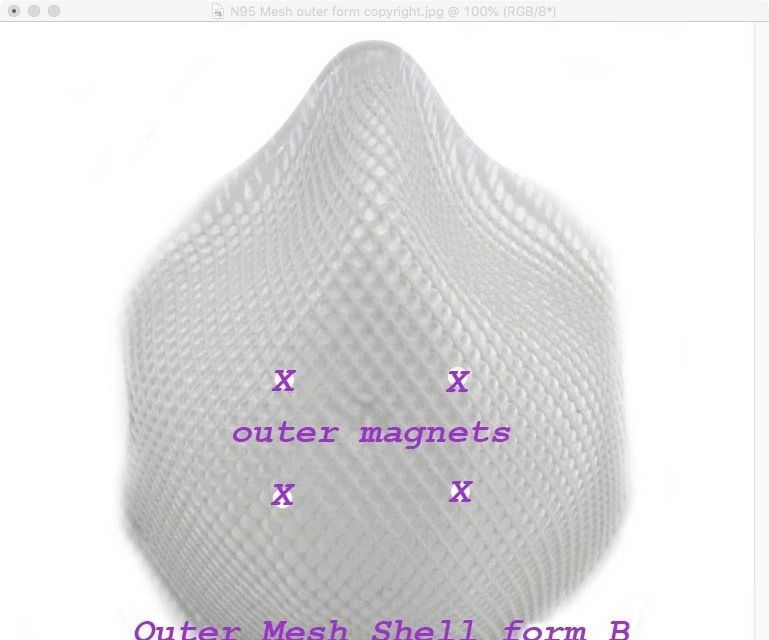 N95 Melt Blown Disposable Sheet Shaper, 3D Printed, 2 Part Clamshell Open Mesh N95 Mask; Each Medical Worker's Face Is Scanned to Custom Fit Comfortably Up Against the Outer Open Mesh Shell Form B - a Personalized Reusable N95 Mask Concept…