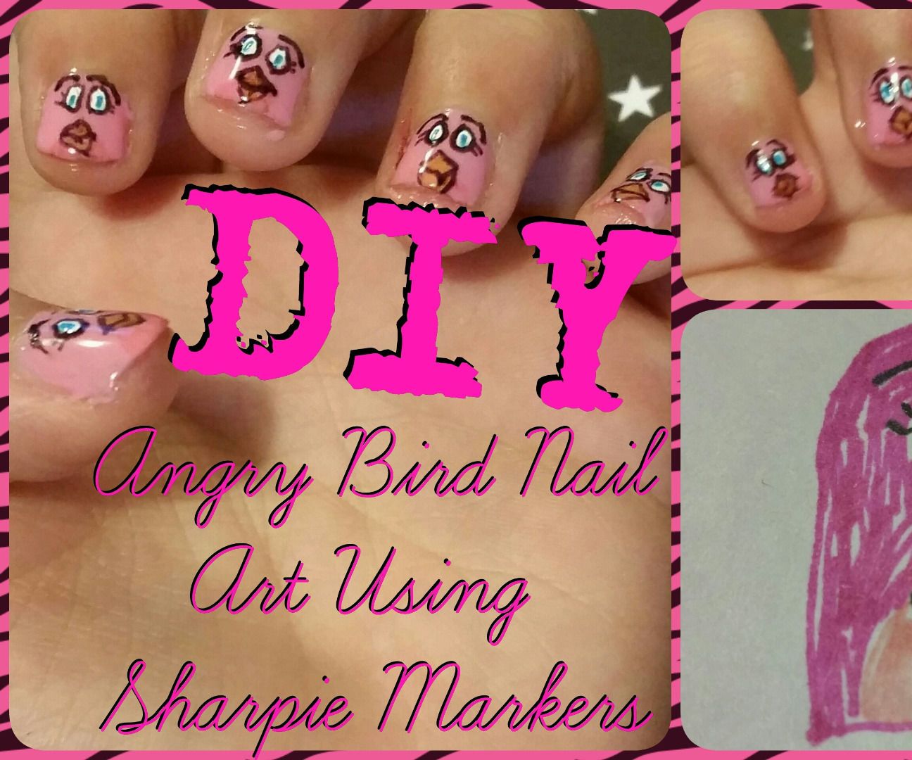 DIY Angry Bird Nail Art With Sharpie Markers