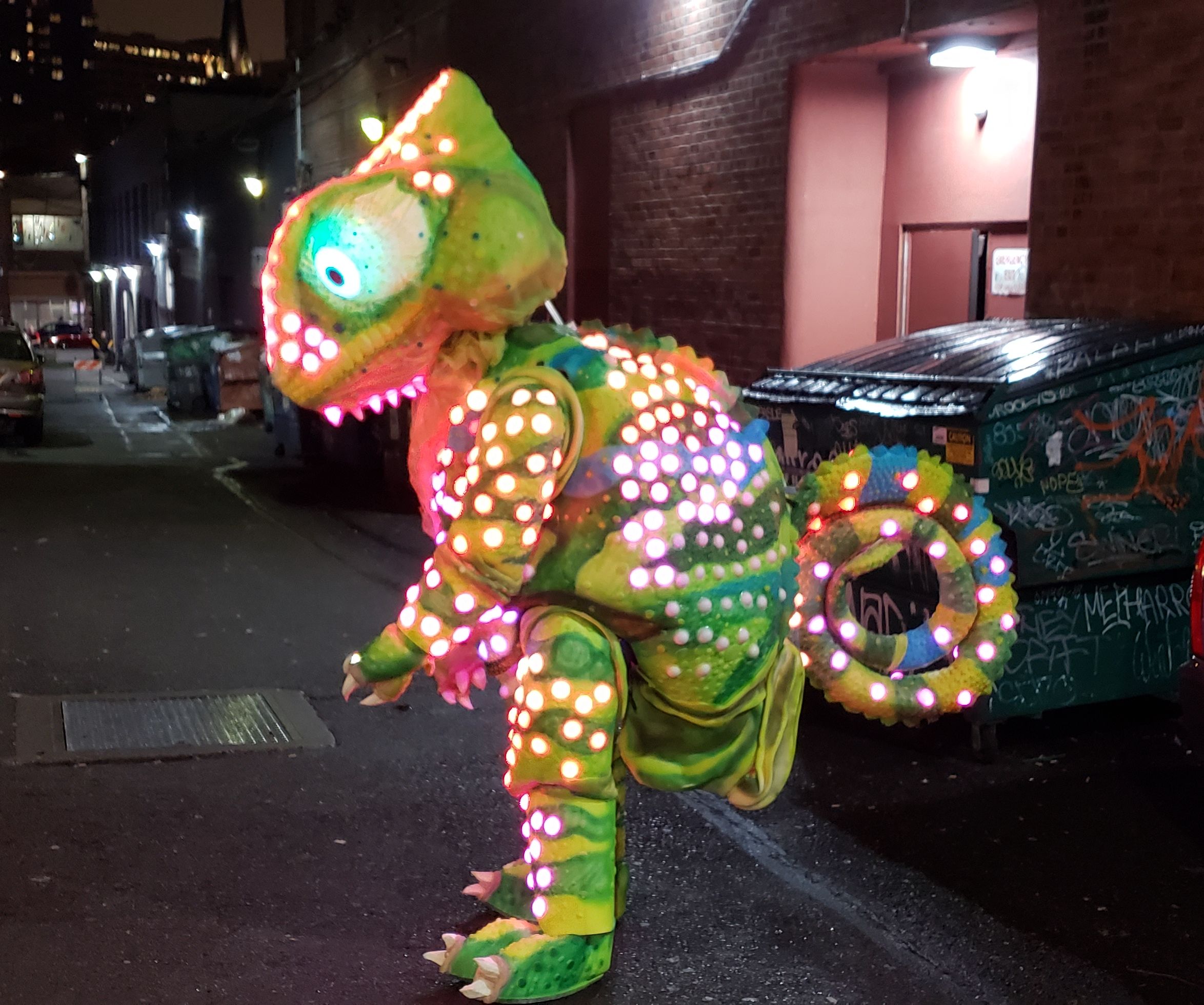 LED Color Sensing Chameleon Costume