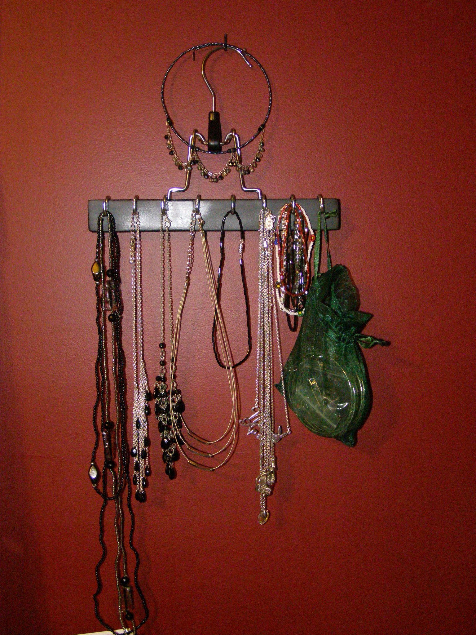 Necklace Hanger From an Old Pants Hanger