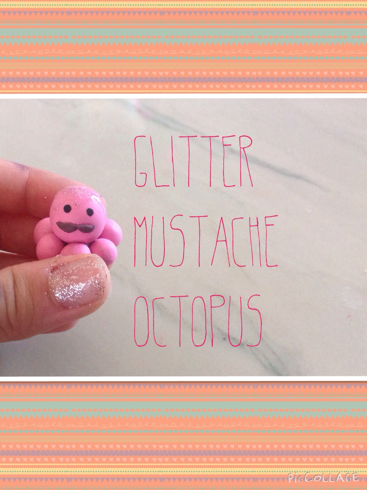Clay Glitter Mustache Octopus