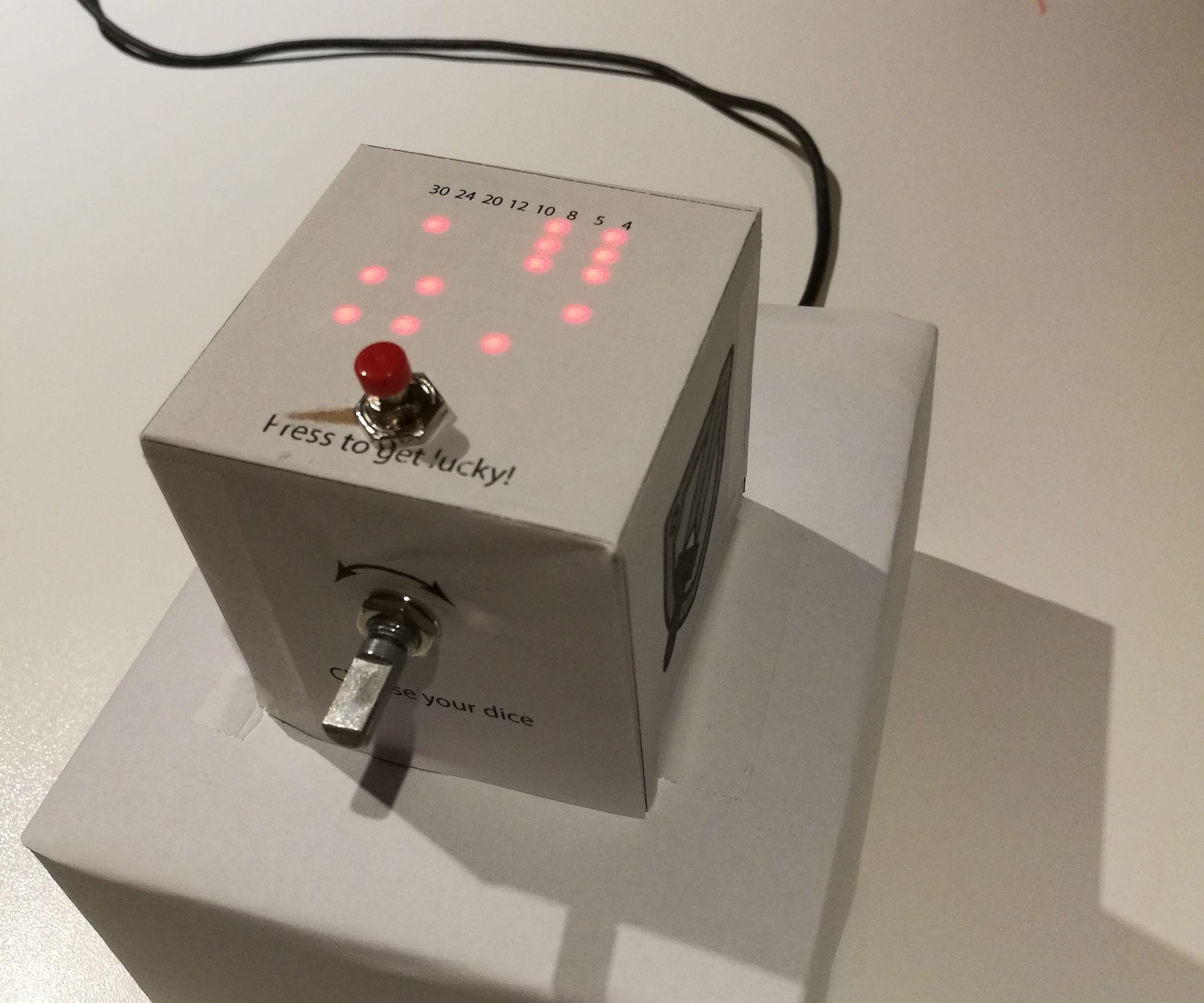 E-dice - Arduino Die/dice 1 to 6 Dice + D4, D5, D8, D10, D12, D20, D24 and D30