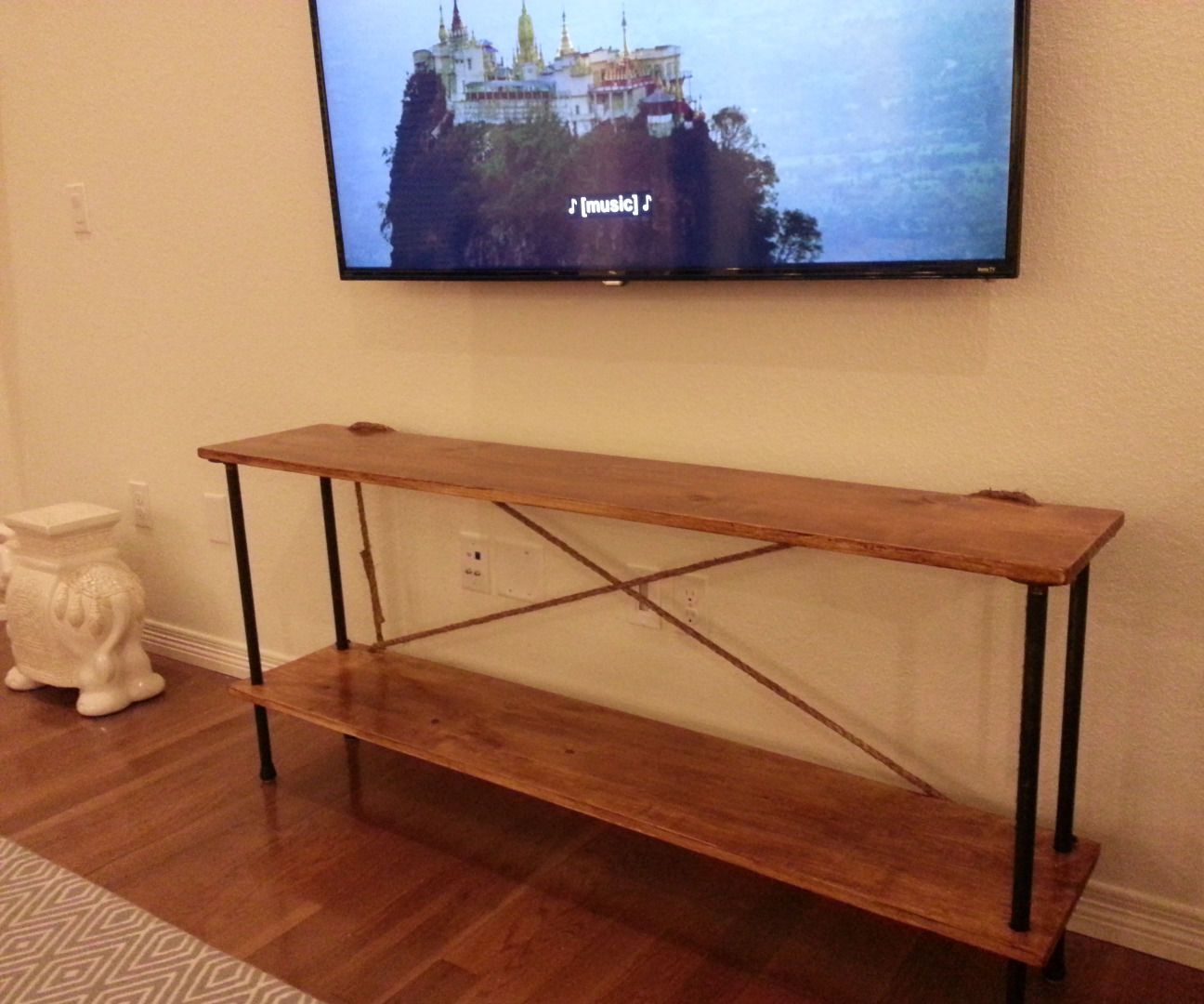 $100 Industrial console table -  Rope, Wood & Iron