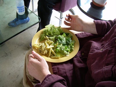 Split Pea Soup, Pesto, Salad, and Guacamole Chips  - Green Day Lunch