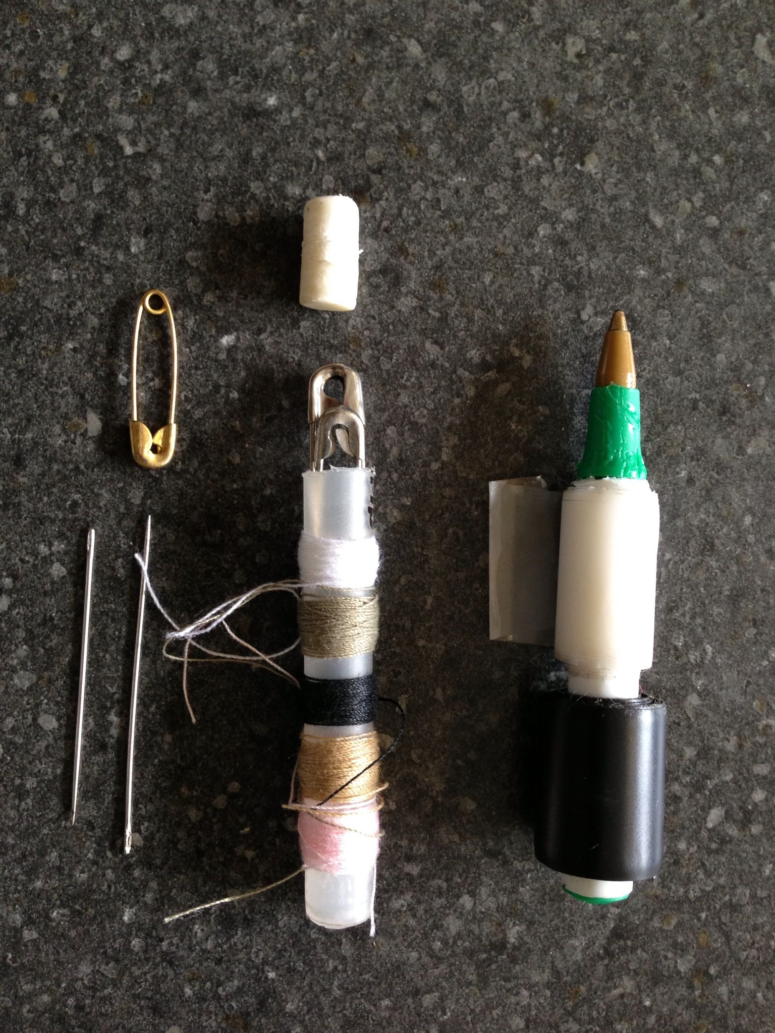 1 Bic Pen = mini pen + sewing kit + tape holder