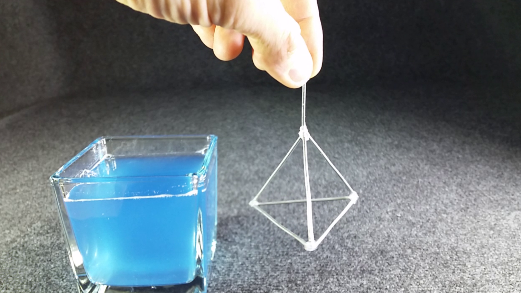 easy experiments with surface tension Strength of Water Tension With a Tetrahedron