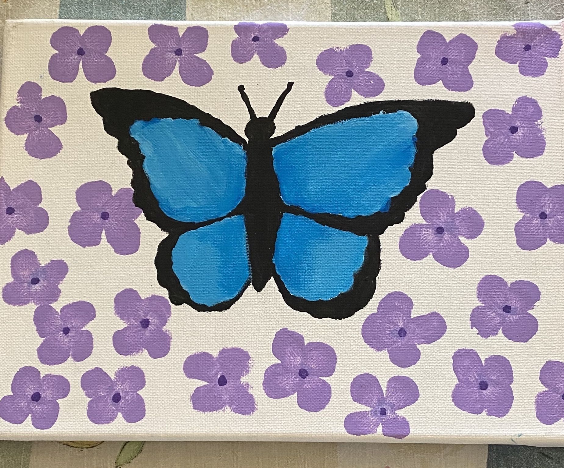 Wooden Canvas Butterfly Painting 
