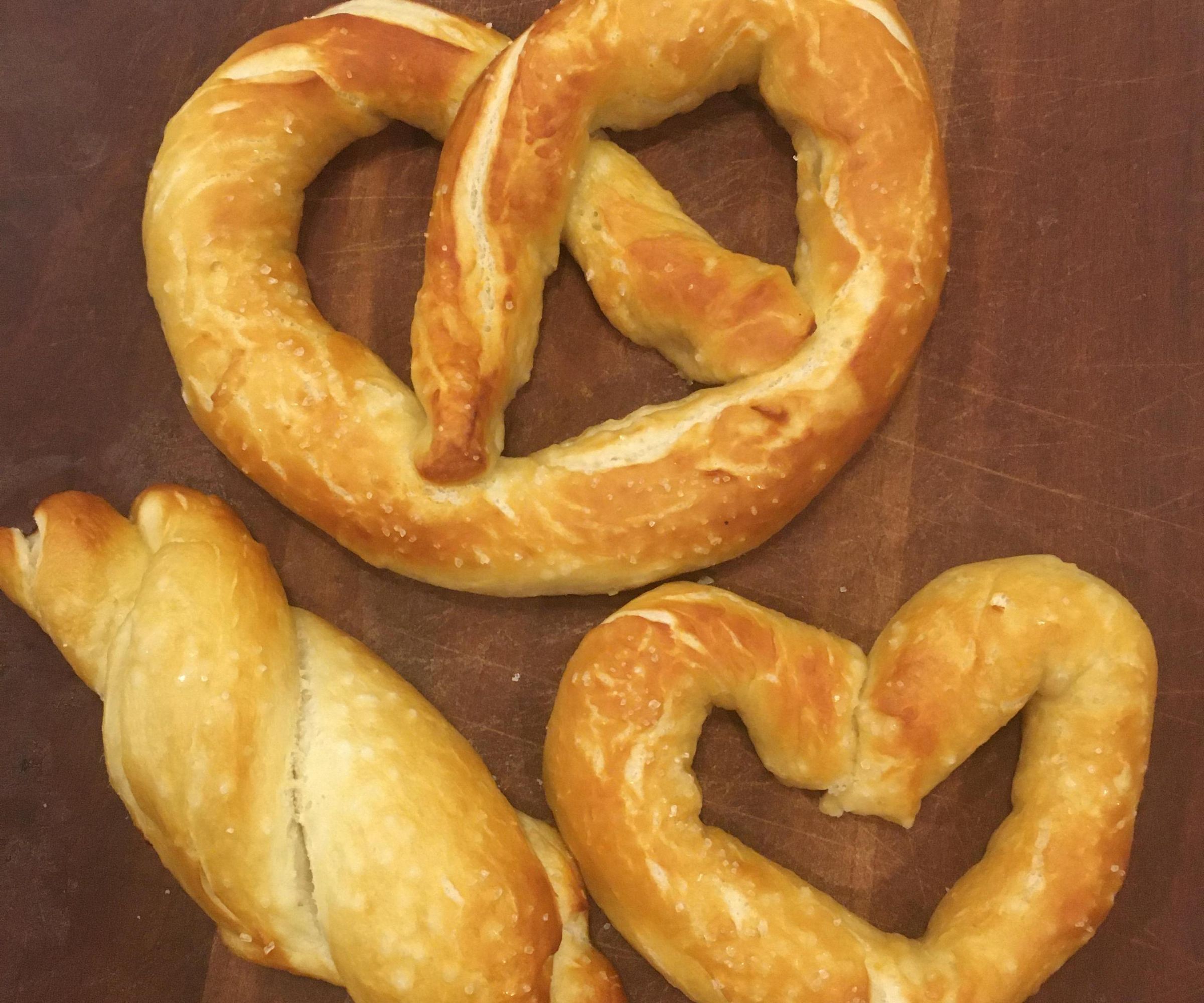 Homemade Pretzel Shapes With Sauces
