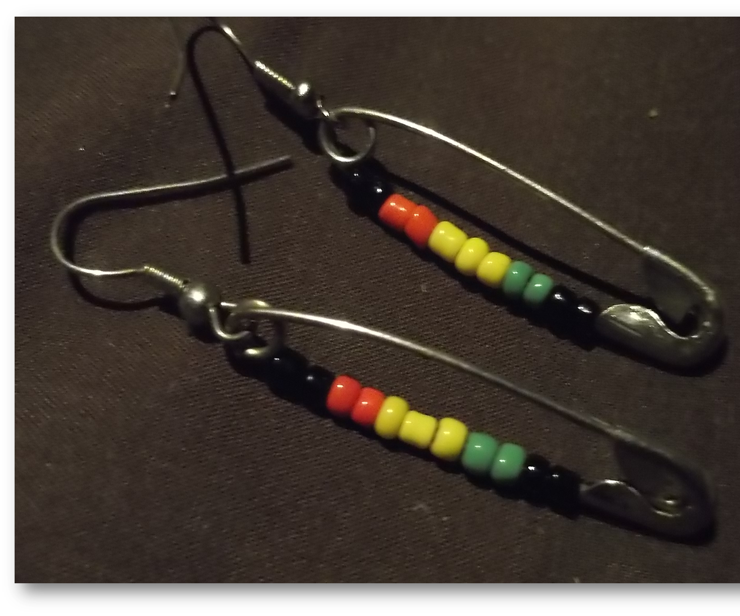 Rasta Safety Pin Earrings
