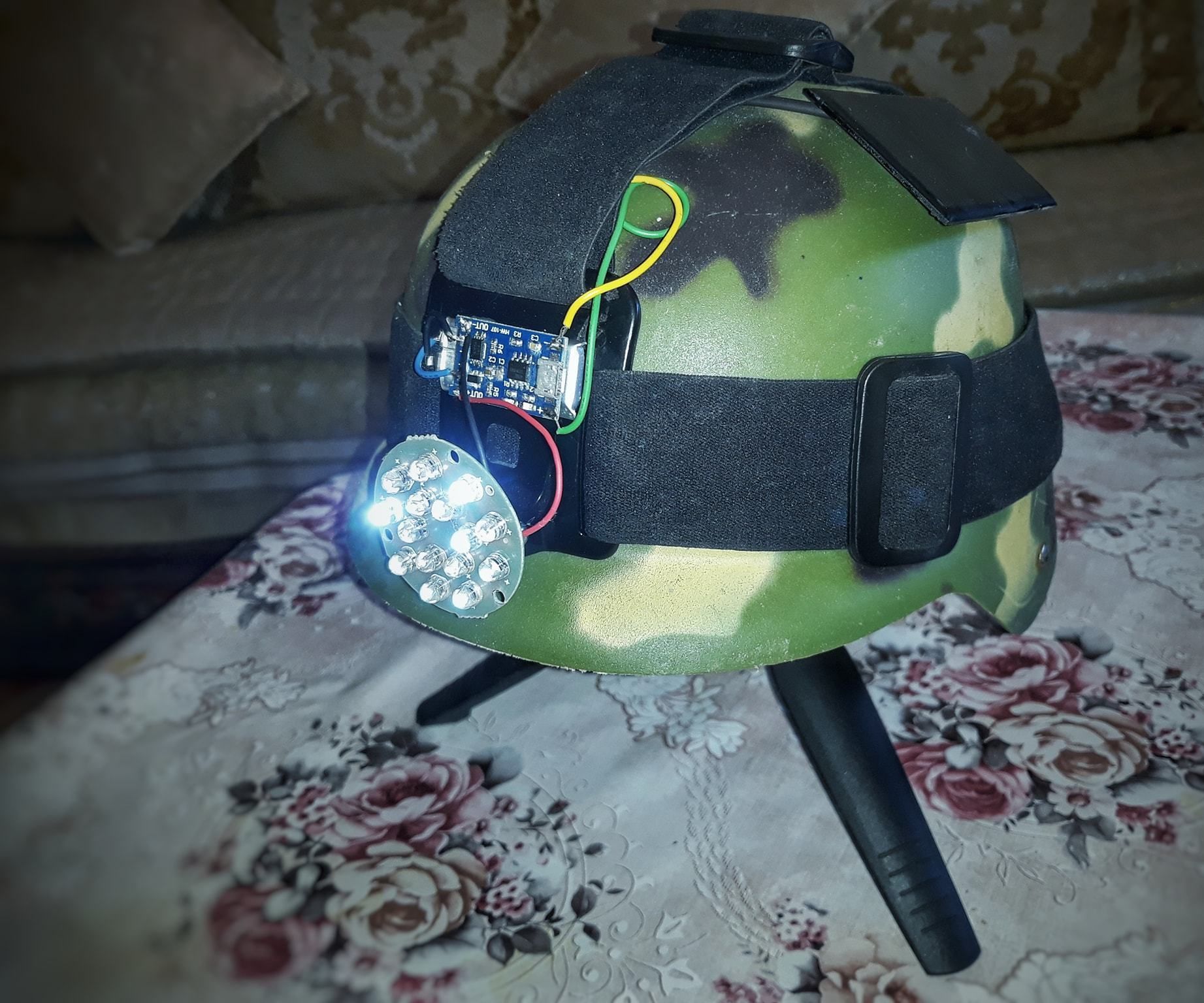 Solar Powered Helmet Led Light