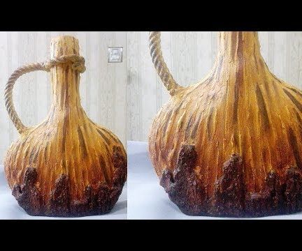  DIY Cardboard Bottle || Vase (wooden Style) || Cement Vase