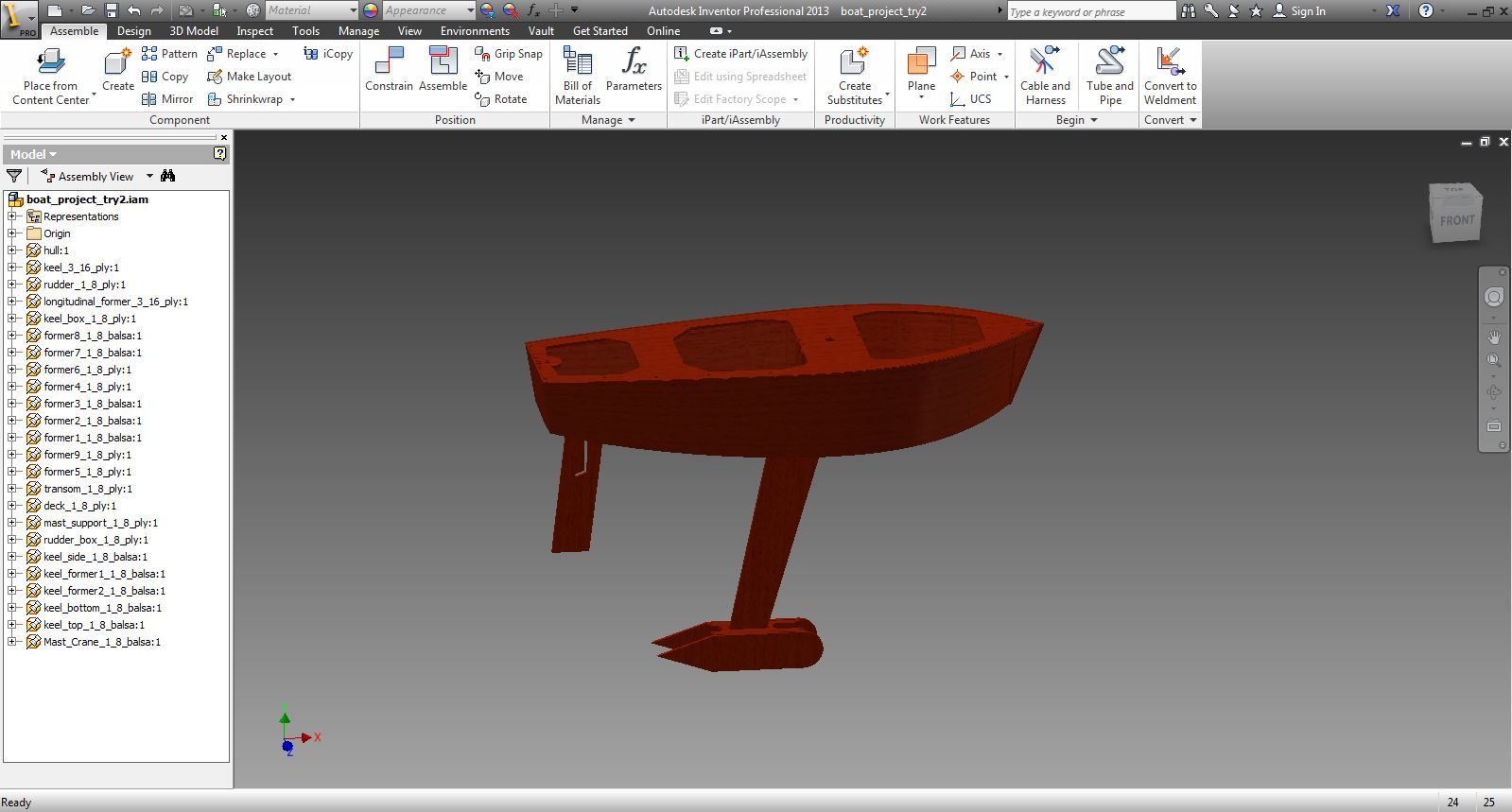 How to Draw a Radio Control Sailboat Hull to Make With Laser Cut Wood on Autodesk Inventor.  I Made It at Techshop
