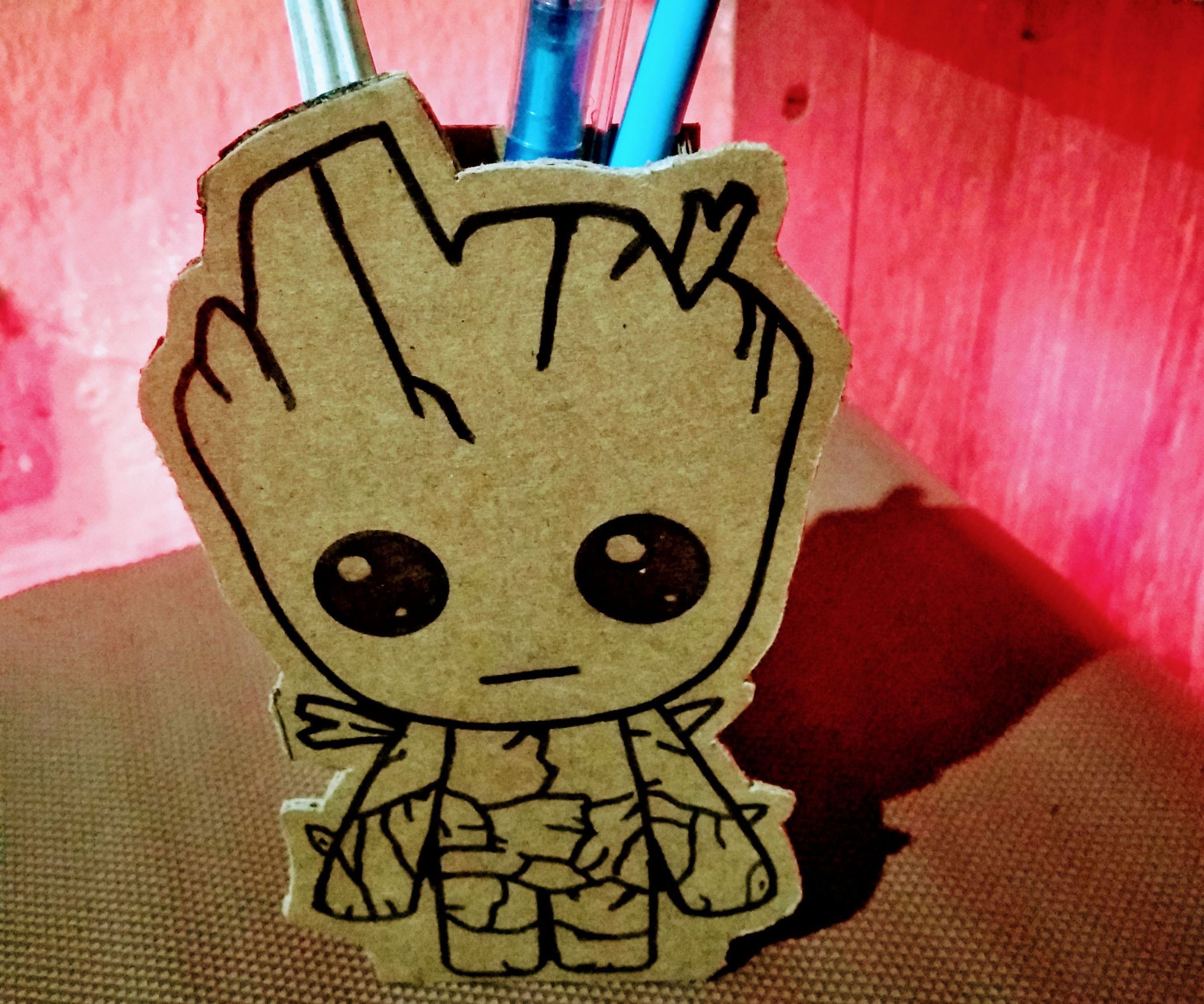 DIY Baby Groot Pen Stand From Cardboard!