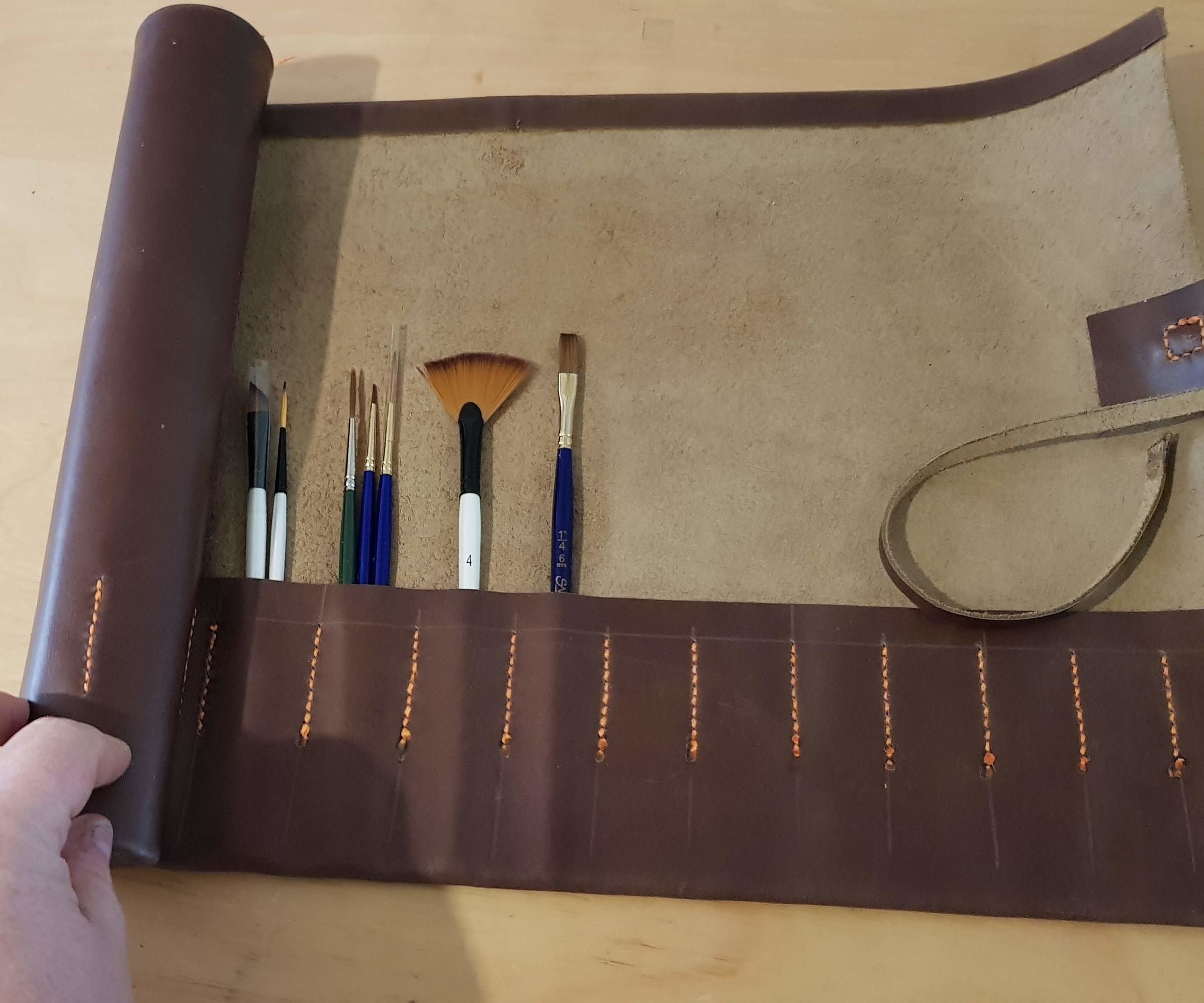 Leather Brush Scroll / Brush Roll 