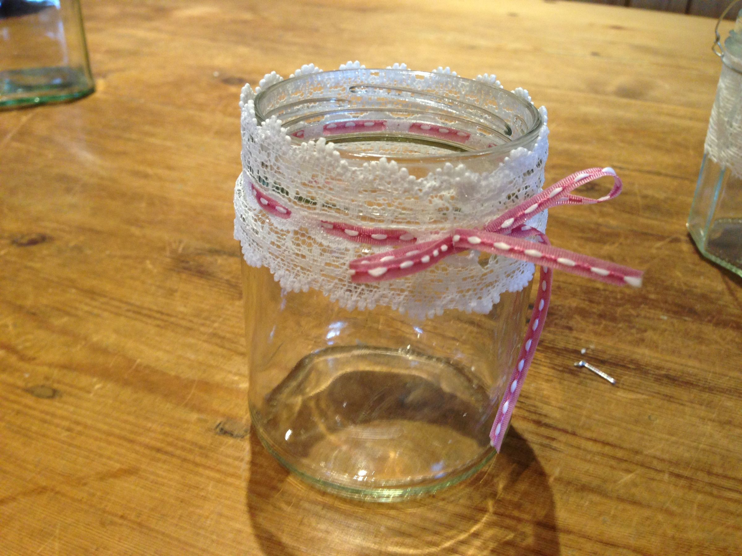 Vintage Style Lace Jam Jar Candle Holders 4 Steps Instructables