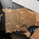 Laser cut wooden maps with public data