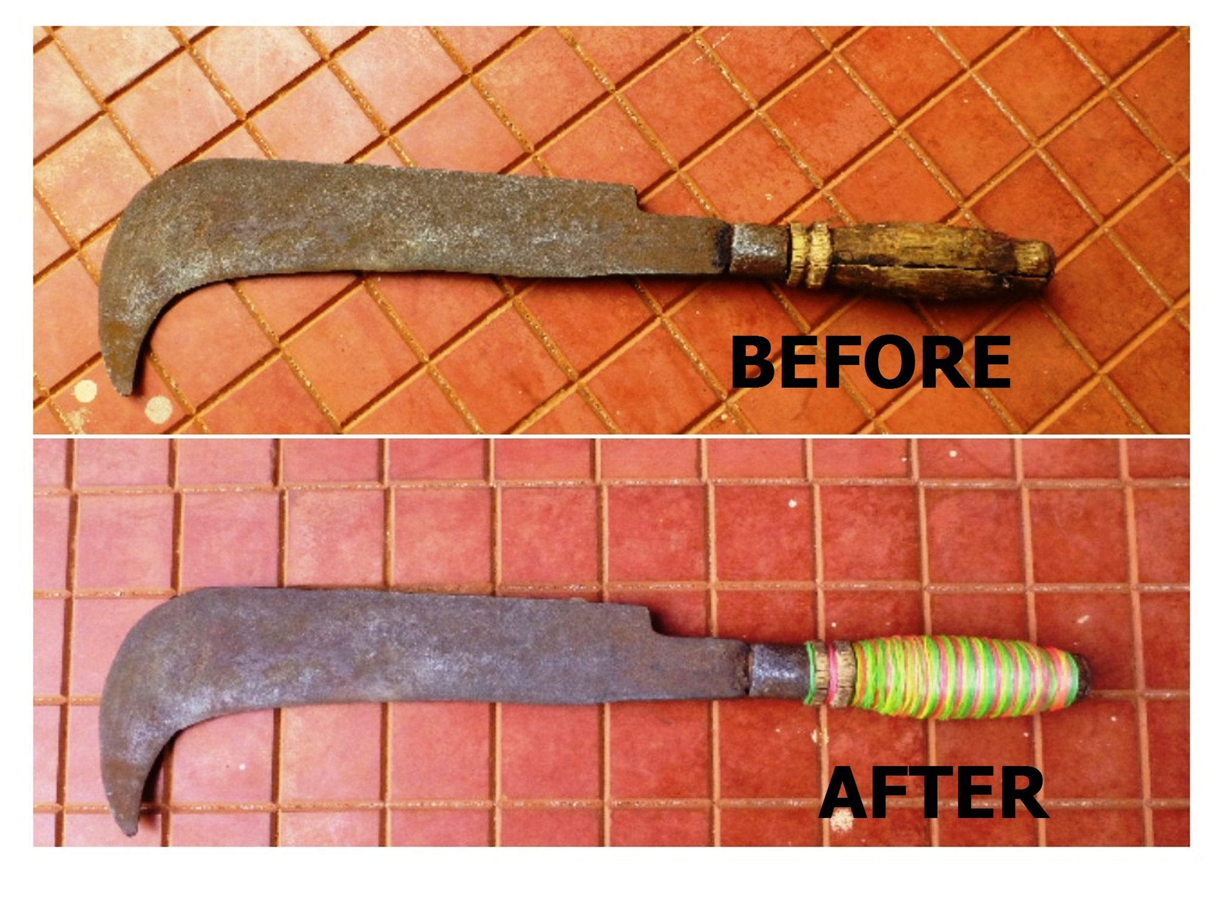 Restore Cracked Machete Handle With Rubber Bands 4 Steps (with