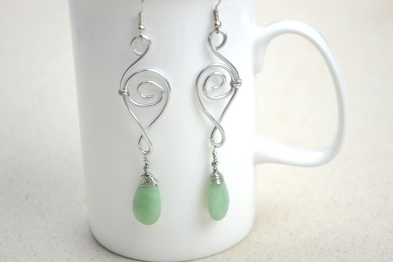Jewelry Designs Ideas - Handcrafted Earrings With Jade Drop