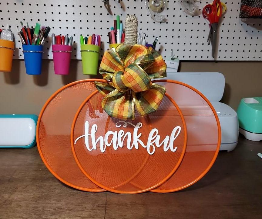 Splatter Guard Pumpkin With Cricut Wood Veneer
