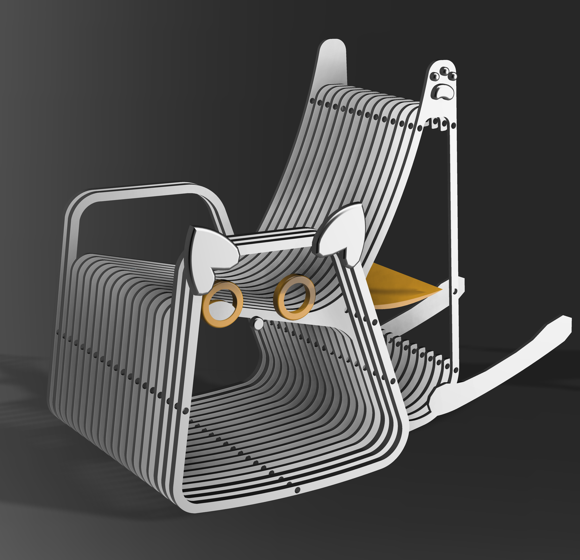 CAT-CHAIR：A Rocking Chair Design That Can Accommodate 3 Cats : 3 Steps ...