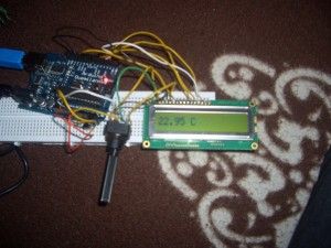 Measure the temperature and show it on a LCD display
