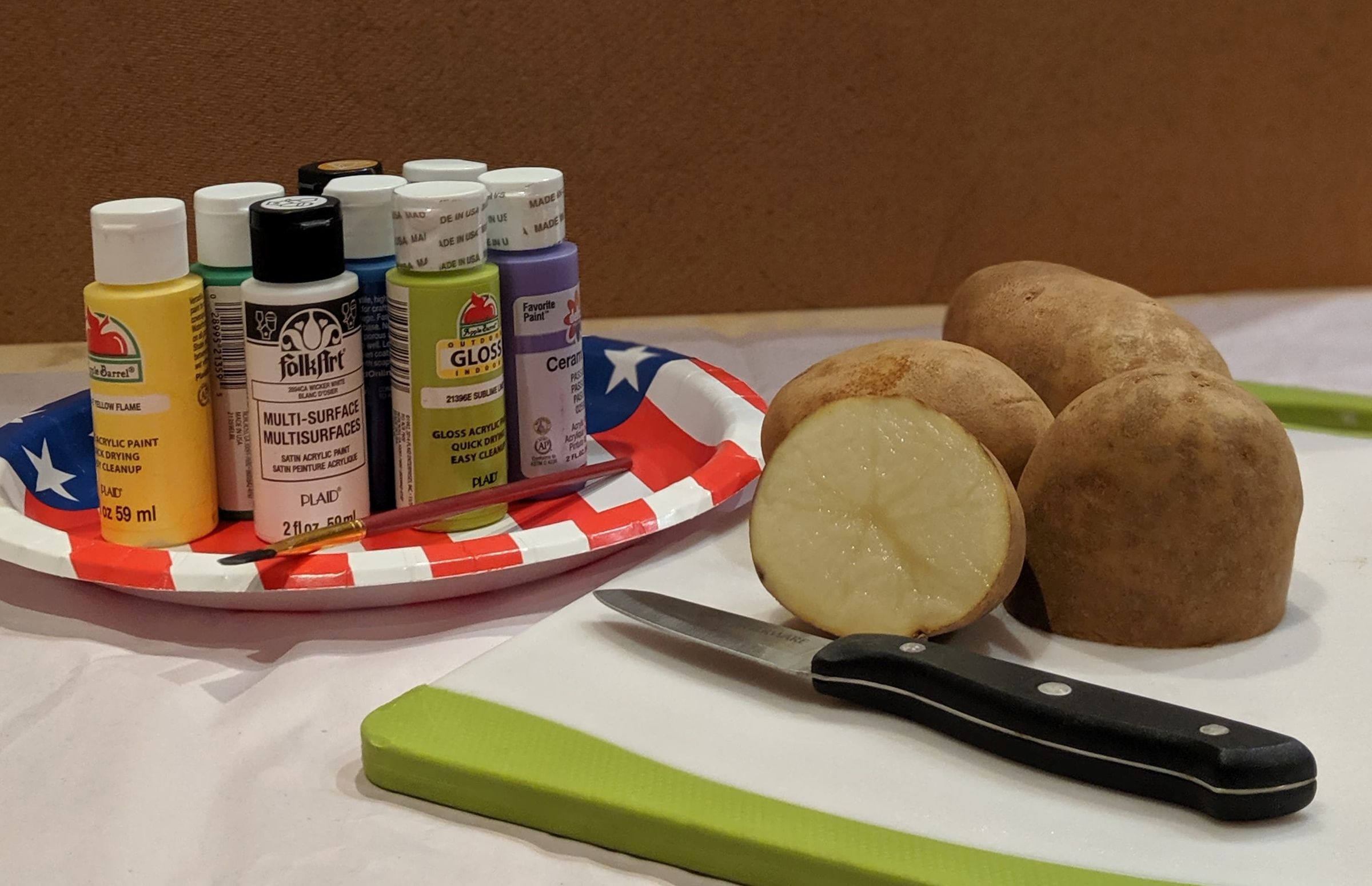 Potato Stamping Homemade Gift Wrapping Paper 3 Steps (with Pictures