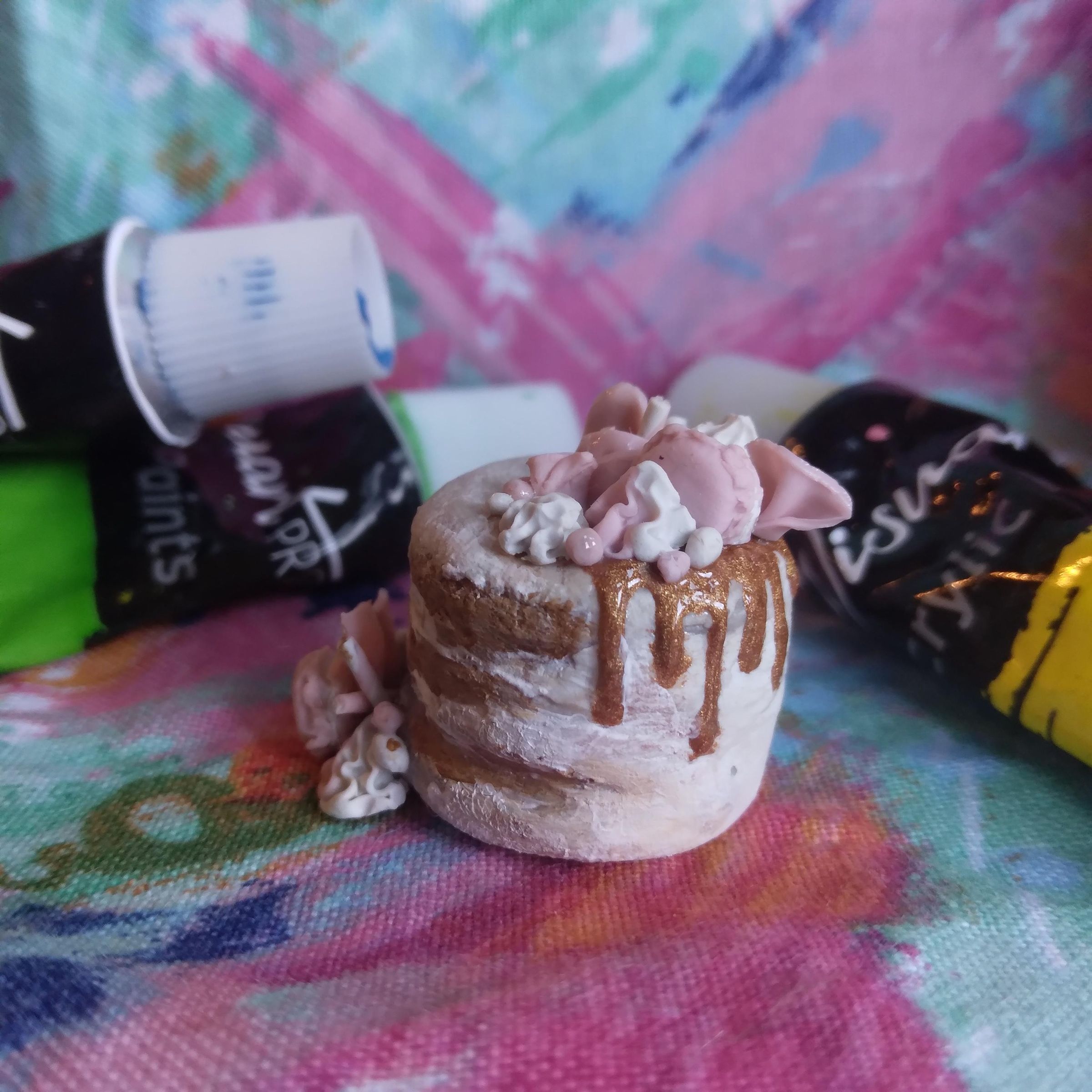 DIY Miniature Polymer Clay Drip Cake