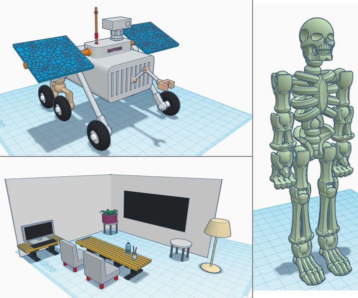 Tinkercad Designs - Rover Skeleton and Home Classroom