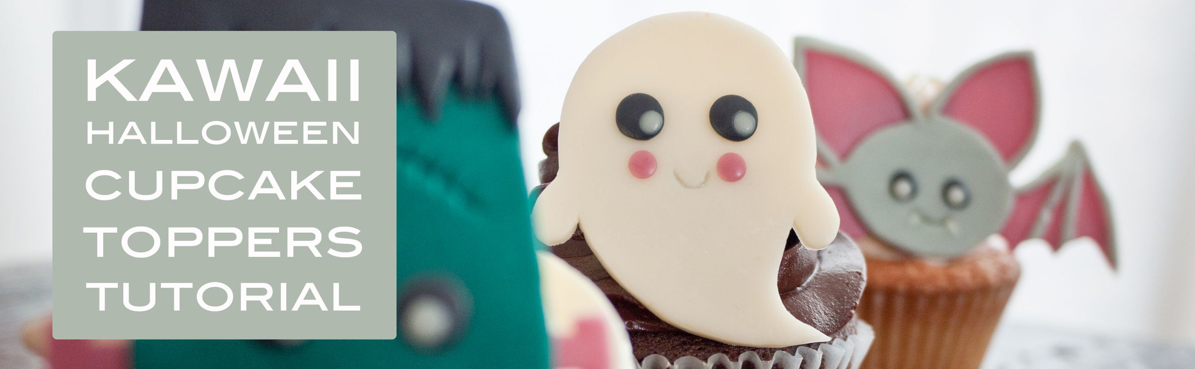 Kawaii Halloween Cupcake Toppers created with Modelling Chocolate