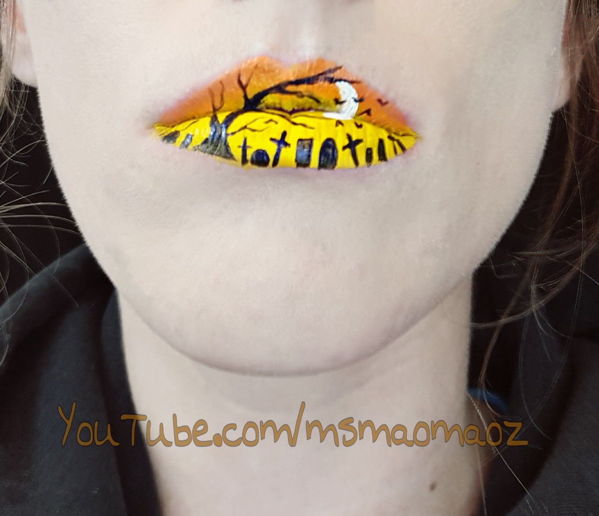 Halloween Lip Art - Grave Yard