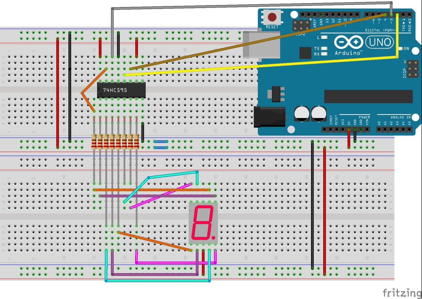 Connecting Display With Arduino Through 74HC595