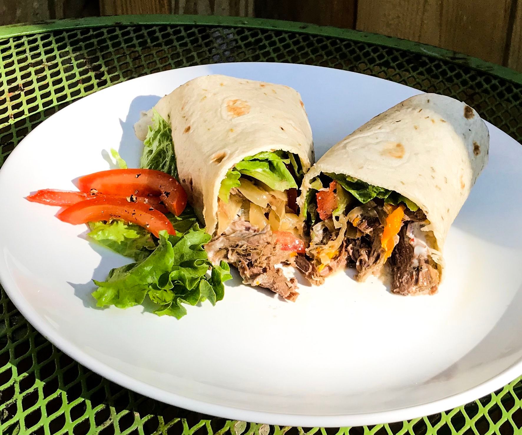 Healthy Crock-pot Pepper Beef Wraps