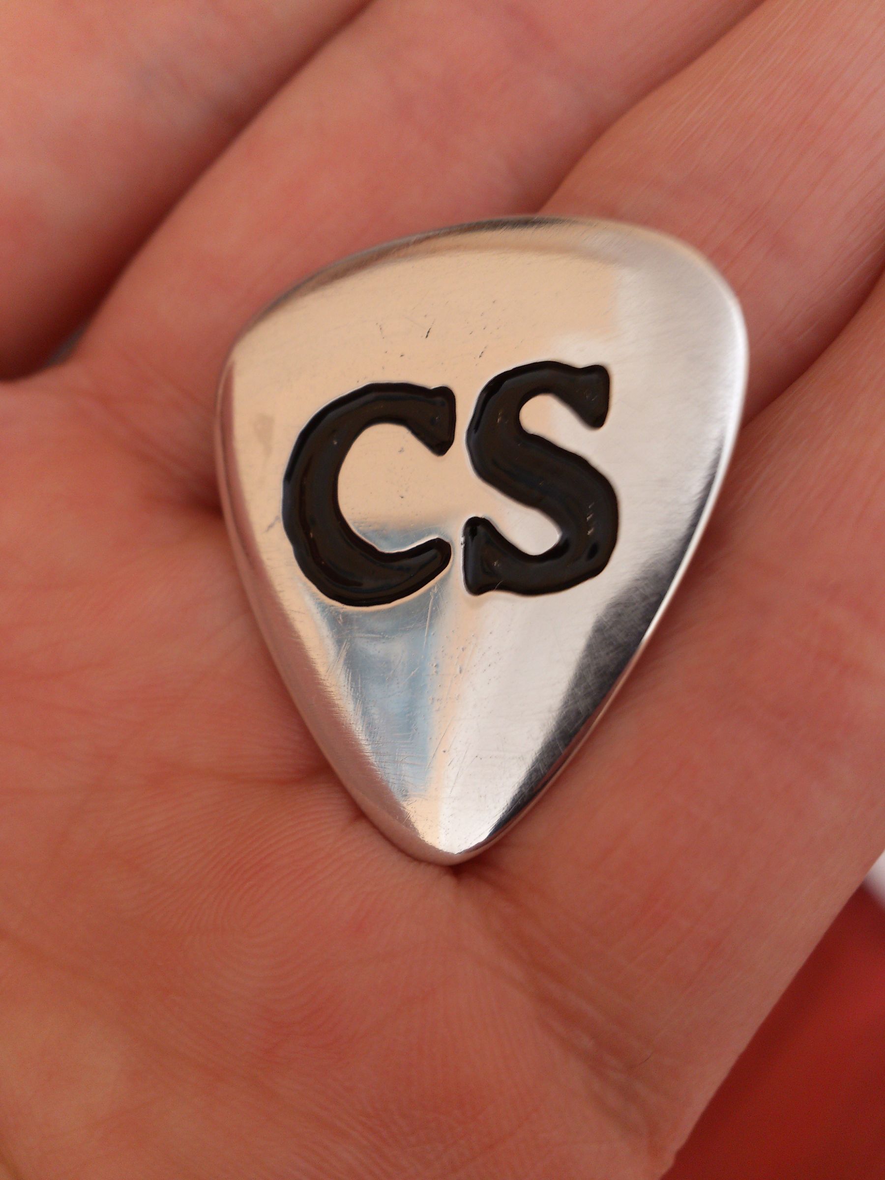 Home Made Aluminum Thick Pick With Engraving.