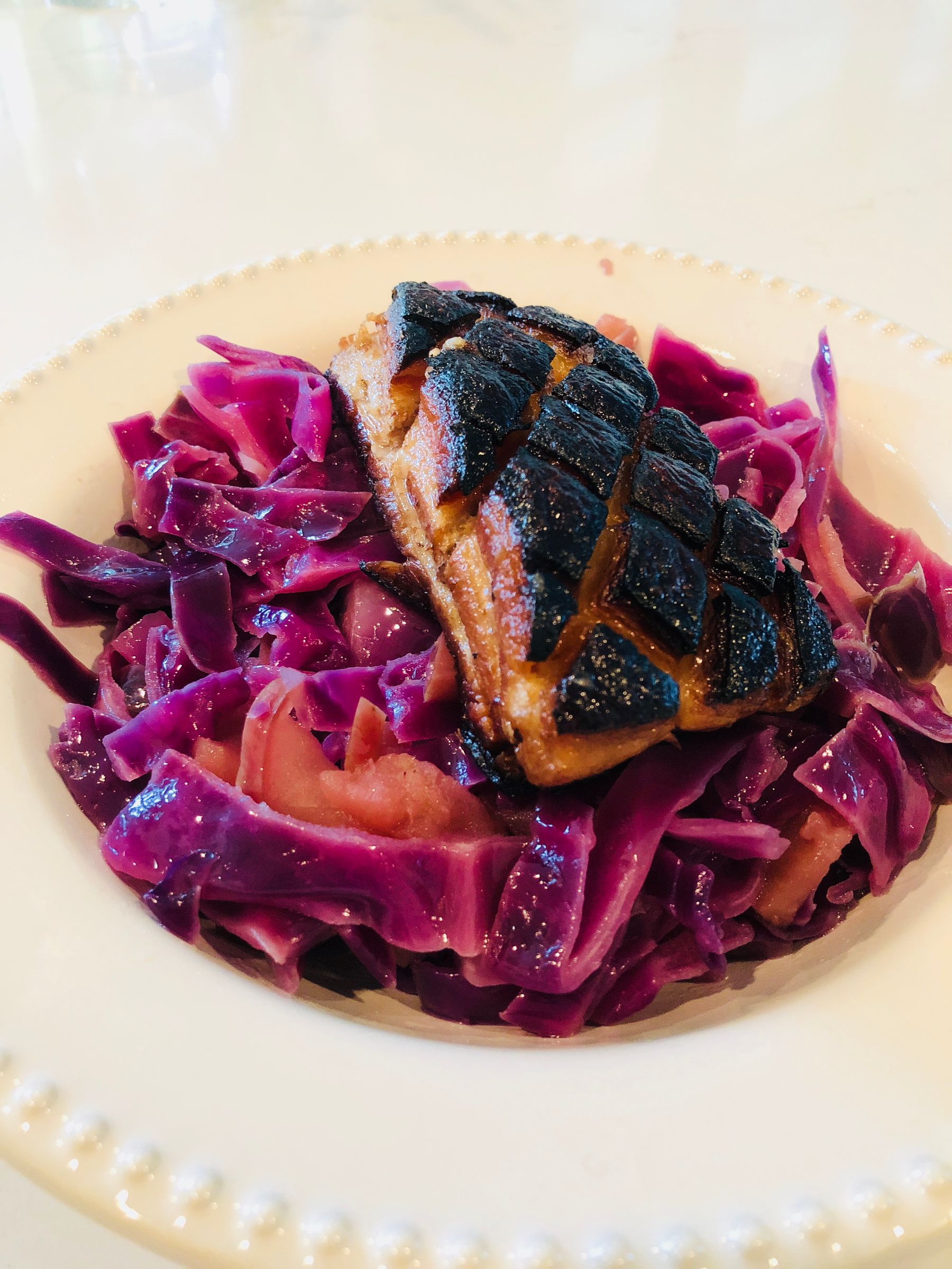 Slow Cooked Pork Belly With Braised Cabbage & Apples 5 Steps (with