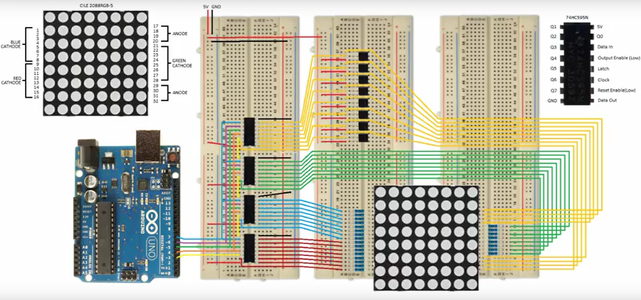 Arduino 8x8 RGB LED Matrix Controller With 4 Shift Registers and ...