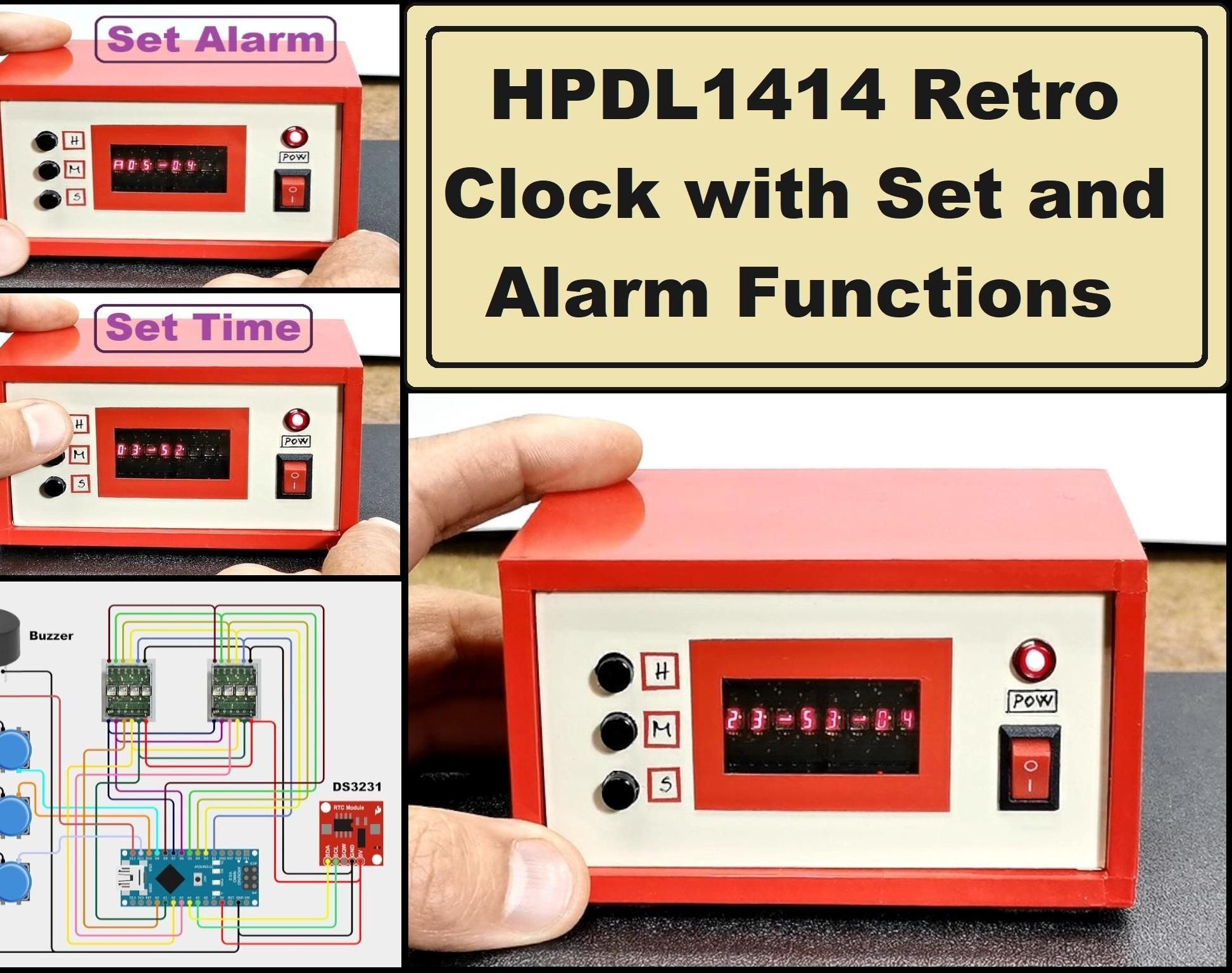 Arduino HPDL1414 Retro Clock With Set and Alarm Functions