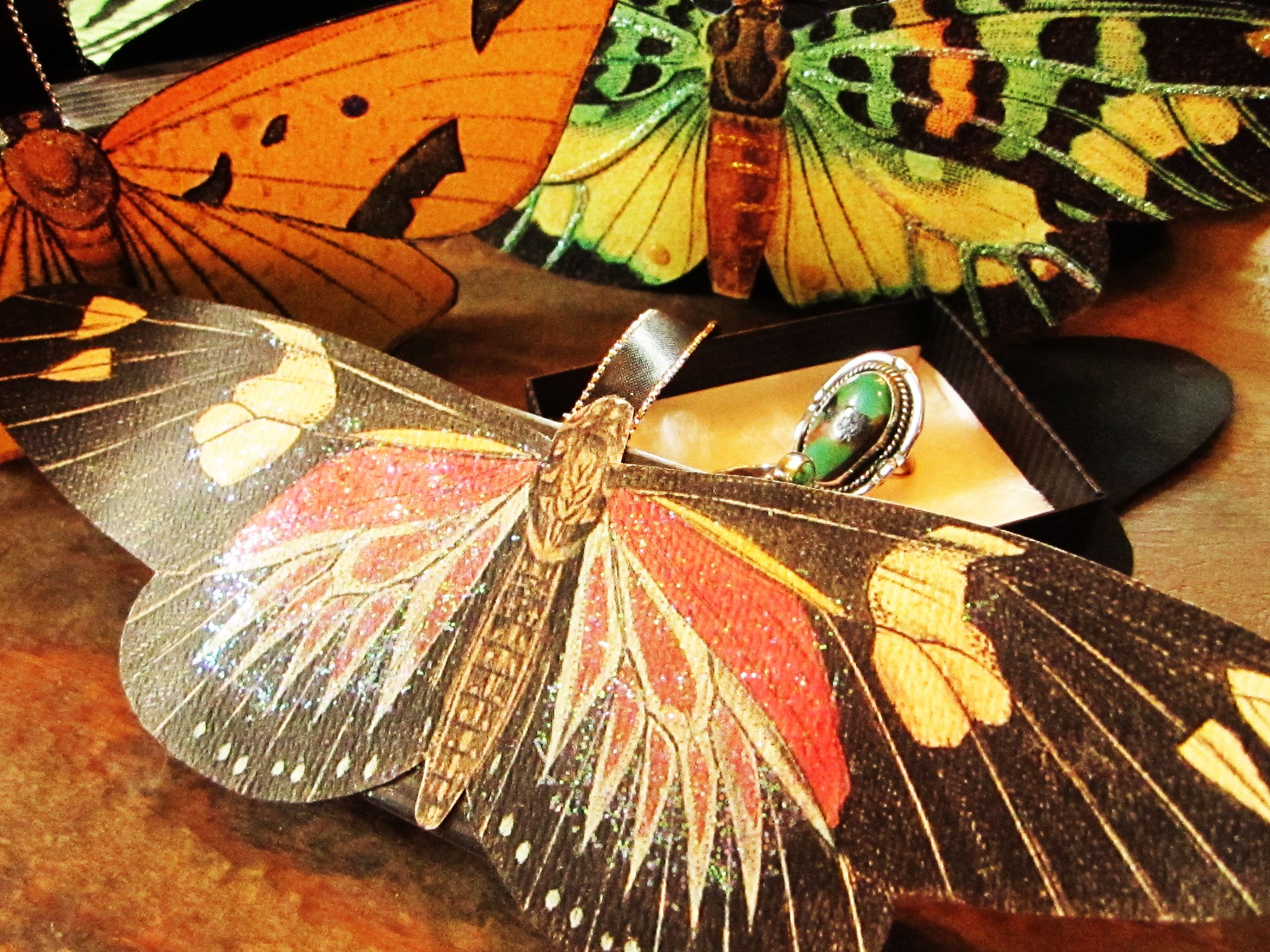 Glittery Butterfly Gift Box Ornaments