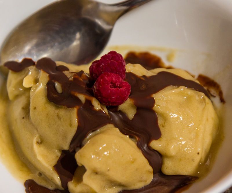 Healthy Vegan 'ice Cream' and Chocolate 'magic Shell' Topping
