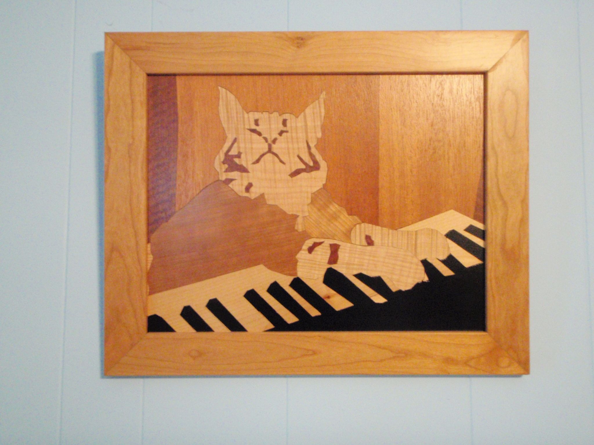 Keyboard Cat Marquetry