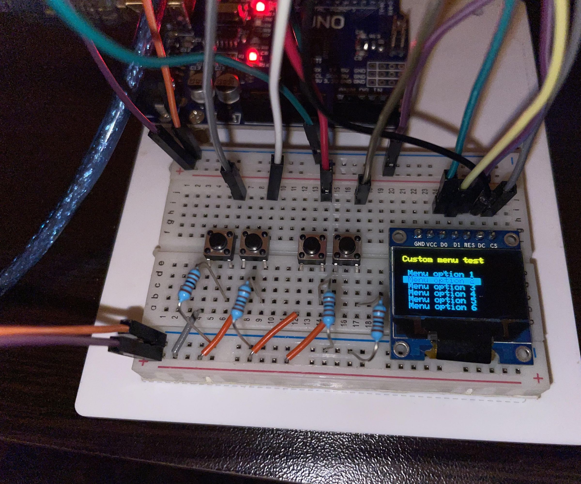 Custom Menu Options Using Adafruit SSD1306 SPI Display and Arduino