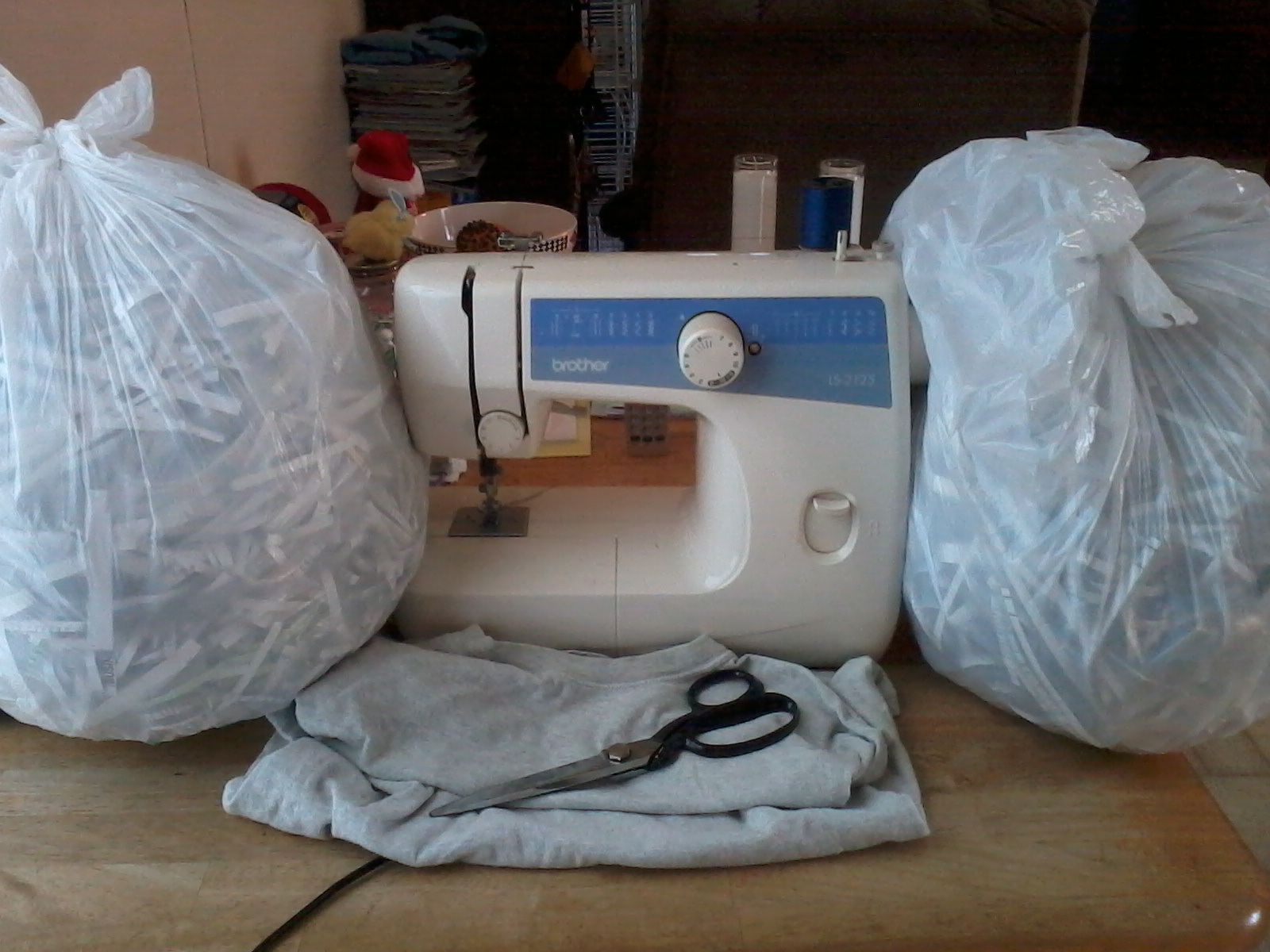 Old T-shirt & Shredded Paper= Dog/floor Pillow