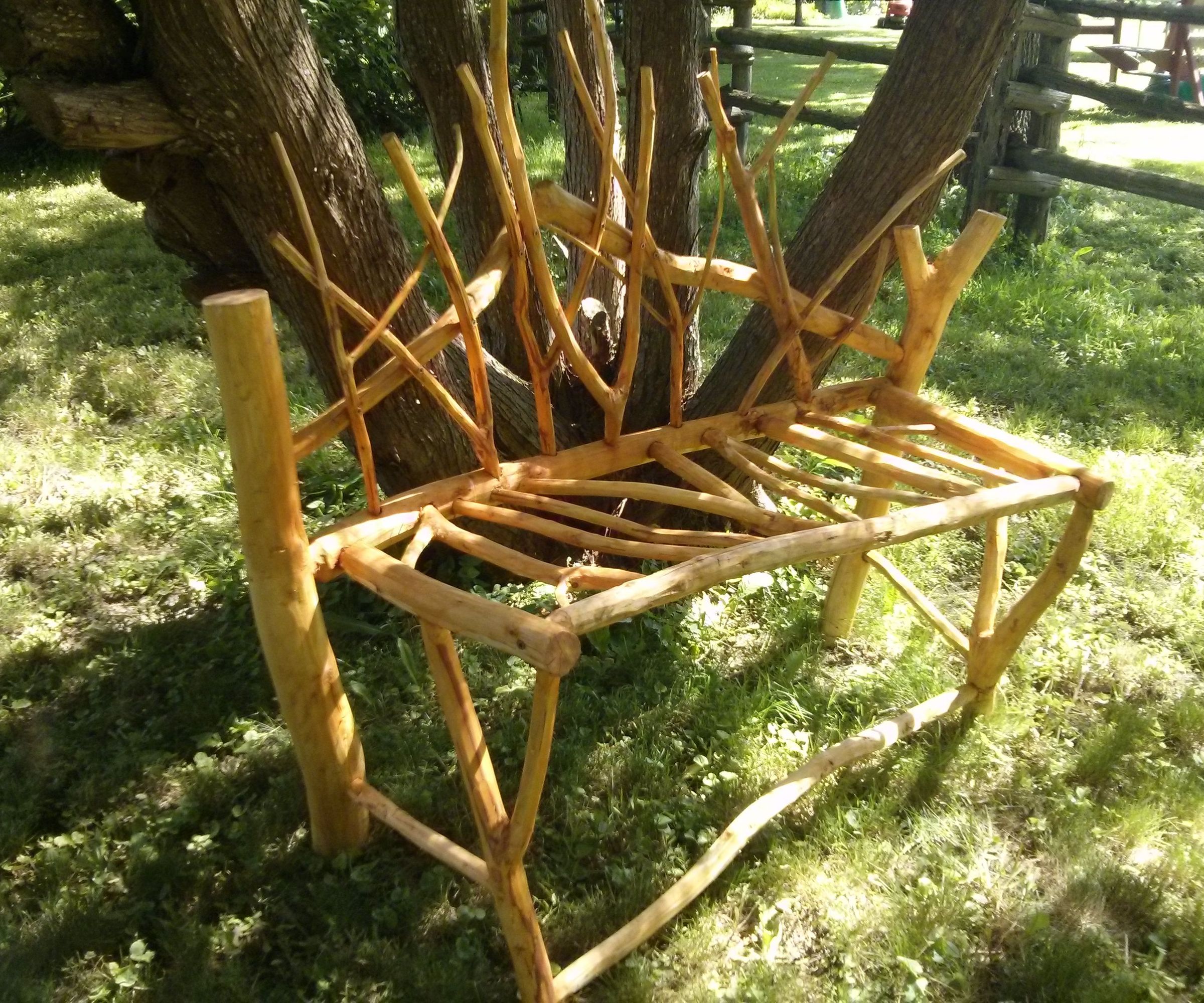 Decorative Garden Bench Made From Fallen Tree Limbs