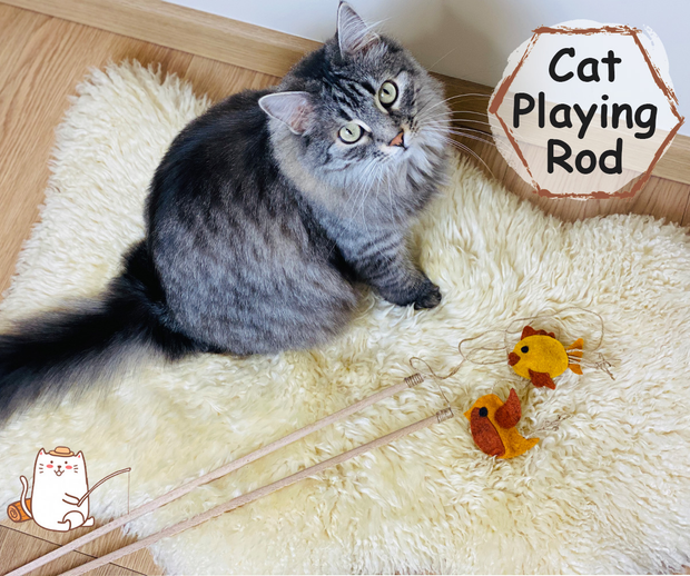 diy fishing pole cat tou Turbo Toy Pet Circus pounce and play. SPOT Fishing Rod 'N Reel