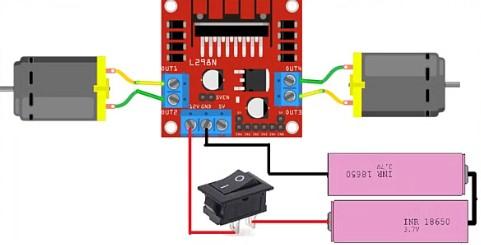 Connect Power Switch and Batteries to Motor Driver
